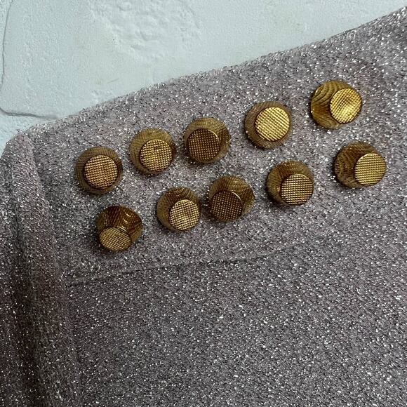 UMGEE Champagne Sparkle Short Sleeve Gold Stud Shirt Dress -sz M - Picture 6 of 6